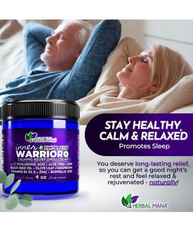Herbal Mana Inner Warrior 5000mg Hemp & 99.9% Pure DMSO Cream - Muscle Relaxer Balm with Nerve Calming & Sleep Aid Properties - Organic Lavender & Rose Oil - 4 Ounce - Buy Online on GoSupps.com