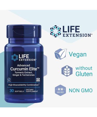 Life Extension Curcumin Elite 60 Vegan Capsules | Laboratory Tested | Gluten-Free, Vegetarian, SOYA-Free and Non-GMO - Buy Online on GoSupps.com