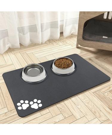 Mavicen Pet Feeding Bowls Mat 30 * 50cm Super Absorbent Dog Muddy Paws Mat Anti Slip Rubber Backng Pet Eating Mat Easy Clean Washable Feeding Mats for Dogs Cats Small Animals (Dark Gray) Dark Grey1-Paw Pattern 30*50cm