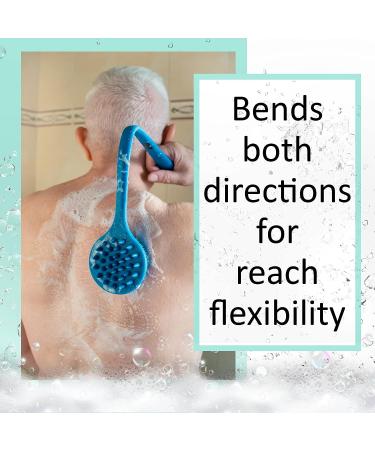 EOT Wellness Bendable Silicone Back & Scalp Scrubber - Long Handled Bath Shower Brush & Shampoo Massager (Blue Sapphire) - Buy Online on GoSupps.com