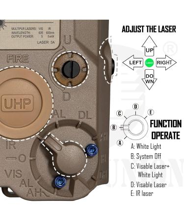 ACTIONUNION Airsoft PEQ-15 Pro IR Laser + UHP Green Laser + White LED Flashlight - Tan | High-Quality Tactical Combo - Buy Online on GoSupps.com