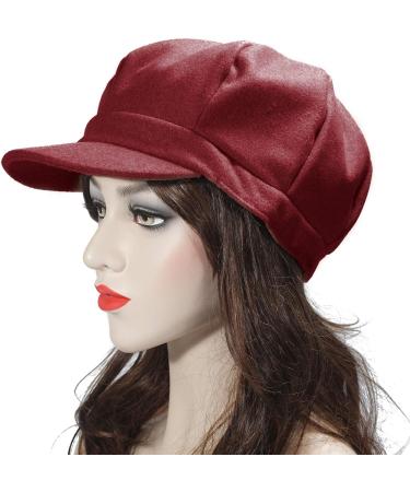 Women's Burgundy Newsboy Cap - Classic 8 Panel Gatsby Cabbie Hat - Buy Online on GoSupps.com
