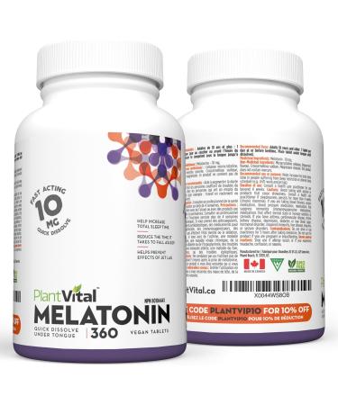 PlantVital Melatonin 10mg - Maximum Strength Fast Dissolve Tablets - Sleep Support Jet Lag Relief Sleep Aid Reset Sleep-Wake Cycle Restful Sleep - 360 Count 360 count (Pack of 1) - Buy Online on GoSupps.com