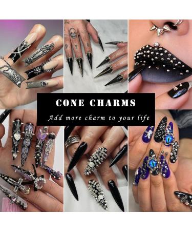 6Grid Metal Rivet Punk Nail Charms - 3 Color Cone Spikes & Gothic Studs for Nail Art & DIY Crafts - Buy Online on GoSupps.com