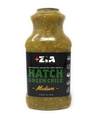 Original New Mexico Hatch Green Chile By Zia Green Chile Company - Delicious Flame-Roasted, Peeled & Diced Southwestern Certified Green Peppers For Salsas, Stews & More, Vegan & Gluten-Free - 128oz MEDIUM HEAT LEVEL