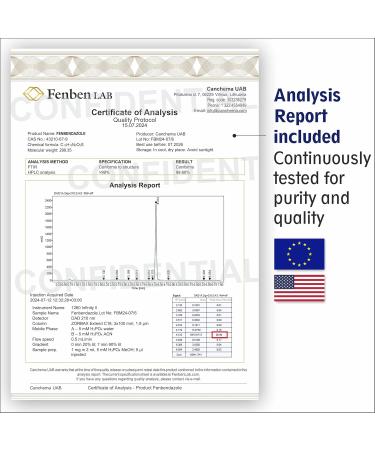 Fenbendazole 222mg, Purity >99%, by Fenben Lab, Continuously Tested, Certificate of Analysis (Quality Protocol) Included, 30 capsules - Buy Online on GoSupps.com