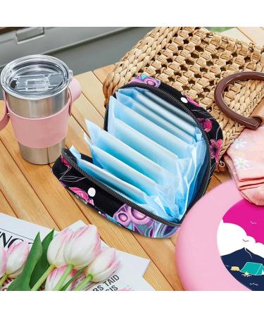 Colorful Pink Flower Butterflies Sanitary Napkin Storage Bag | Portable Menstrual Cup Pocket with Zipper for Women & Teen Girls - Buy Online on GoSupps.com