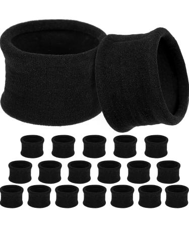 20 Pieces Large Cotton Stretch Hair Ties Bands Rope Ponytail Holders Headband for Thick Heavy or Curly Hair  6.5 cm in Diameter (Black)