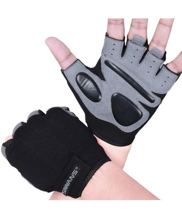 SAWANS Fitness Workout Gloves Gym Weight Lifting Gloves for Men Women Breathable Gymnasium Wrist Support Padded Deadlifts Exercise Training Pull Ups Short Wrist Medium