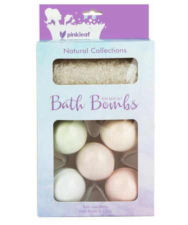 Spa Gift Set: 5 USA Designed Bath Bombs with Bath Salt - Garden Sage, Lemon Cedar, Hawaiian Blue, Ruby Grapefruit, Violet - Infused with Jasmine, Sweet Orange, Sandalwood, Ylang Oil, Vitamin E - Buy Online on GoSupps.com