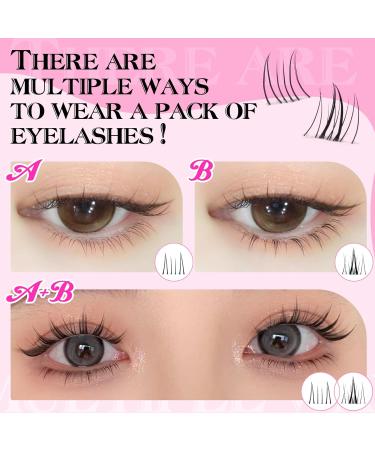 Wiwoseo Natural Lash Clusters - C Curl Individual Eyelash Extensions (9-11MM) for DIY Beginners - Clear Band Black Wispy Lashes - Buy Online on GoSupps.com