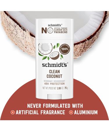 Schmidt's Aluminum Free Natural Deodorant for Women and Men Sandalwood and Citrus & Aluminum-Free Vegan Deodorant Clean Coconut for Women and Men - Buy Online on GoSupps.com
