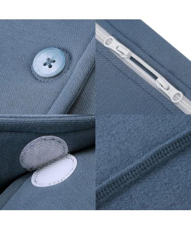 YOSINISO Bedridden Patient Clothing - Fleece Lined Double Zipper Cotton Disability Gowns for Post Surgery Elderly - Men's L Blue Set - Buy Online on GoSupps.com