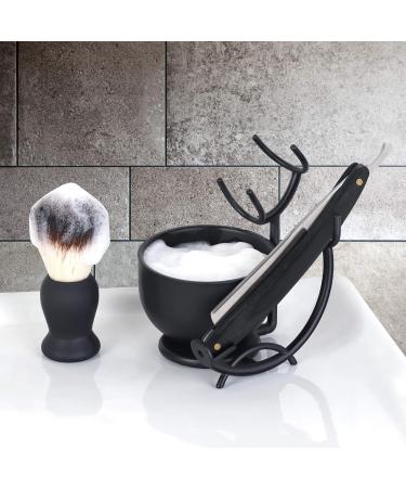 Men's Grooming Shaving Kit - Straight Razor, Brush Stand, Stainless Steel Bowl - Best Shave Guaranteed! Perfect Gift for Dad, Boyfriend, Husband - Black Shaving Set - Buy Online on GoSupps.com