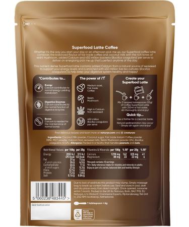 Naturya Superfood Mushroom Latte Coffee 250g - Immune System Support & Cognitive Function - Buy Online on GoSupps.com