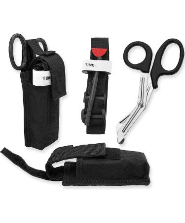 ASA TECHMED Tactical Black Survival First Aid Kit with One-Handed Tourniquet - 23 Piece Set for Hunting, Fishing, Firefighter, Police, EMT - Buy Online on GoSupps.com