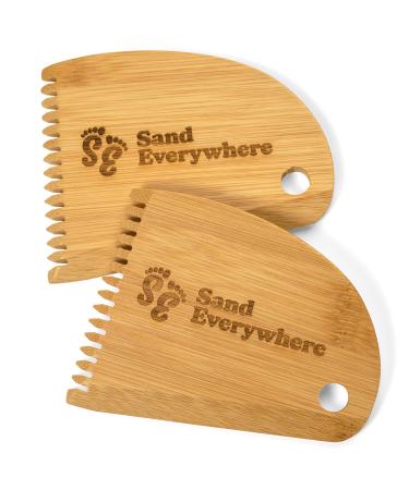 Sand Everywhere Surf Wax Comb - 2 Pack - Bamboo Surf Board Wax Scraper and Wax Remover