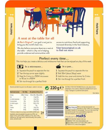 Ben's Original Golden Vegetable Microwave Rice 220g - Easy, Delicious and Convenient - Buy Online on GoSupps.com