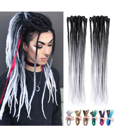 60.96cm braids extensions artificial hair braiding hair crochet synthetic hair hip-hop reggae dreadlock hair parts hair extension 15 piece black to dark gray to silver gray 60.96cm-15 piece black to dark gray to silver gray - Buy Online on GoSupps.com
