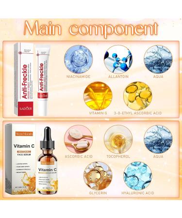 Ourdort Vitamin C serum & retinol serum set for antiaging and freckles wrinkle reduction tightening skin removes melasma spots and lightens the skin for face neck and d collet  - Buy Online on GoSupps.com