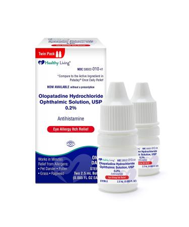 Healthy Living Antihistamine Eye Drops for Allergy Itch & Redness Relief Olopatadine Hydrochloride 0.085 Ounce (Pack of 2) - Buy Online on GoSupps.com