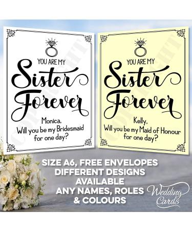 Funny Bridesmaid Proposal Cards - A6 Size | Will You Be My Maid Matron Flower Girl Usher Page Boy - Sister Forever Power Paper 280 G/M  - Buy Online on GoSupps.com