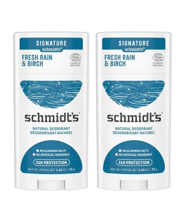 Schmidt's Aluminum Free Natural Deodorant For Women And Men & 100% Natural Origin Ingredient Deodorant Stick Fresh Rain & Birch 2 Count - Buy Online on GoSupps.com