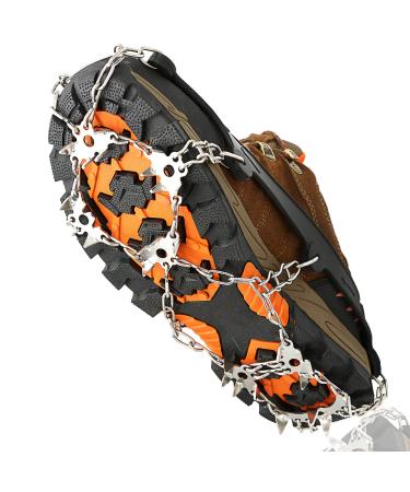 Crampons for Ice Snow Spike Cleats for Hiking Boots Walk Traction Microspikes Walking Stainless Shoe Grips Climbing Black X-Large