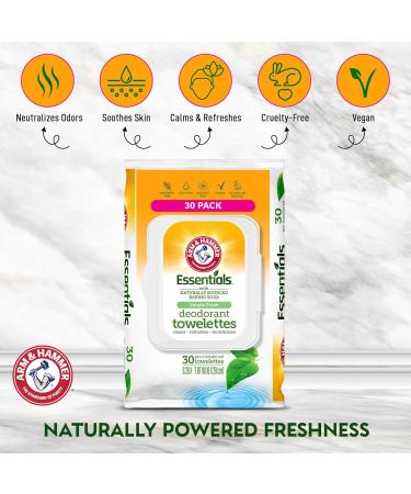 Arm & Hammer Face and Body Wipes - Alcohol-Free Deodorant Towelettes for Adults | 30 Travel-Friendly Shower Wipes | Perfect for Camping Gym and Bathing - Simply Fresh - Buy Online on GoSupps.com
