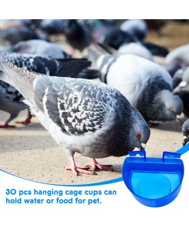 30 Pcs Cage Cups Bird Feeders - Hanging Waterer & Food Bowl for Pet Birds & Poultry - Blue - Buy Online on GoSupps.com
