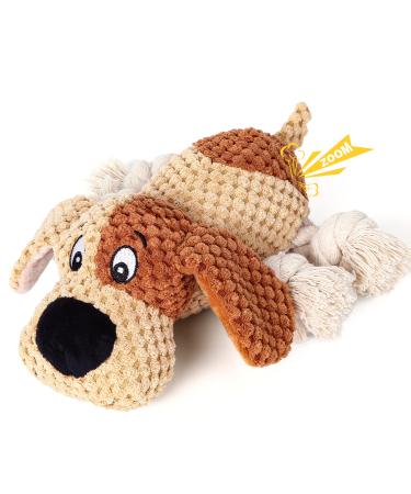 Iokheira dog toys cuddly toy dog squeaky dog toys with wrinkle paper filled dog toys for large medium and small dogs - yellow -brown dog dog