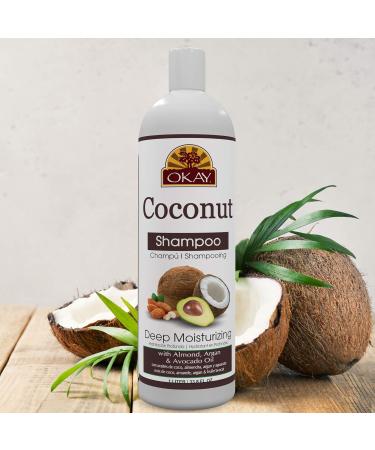 OKAY Coconut Deep Moisturizing Shampoo - Sulfate Silicone & Paraben Free - Nourishes & Strengthens All Hair Types - 12oz Made in USA - Buy Online on GoSupps.com