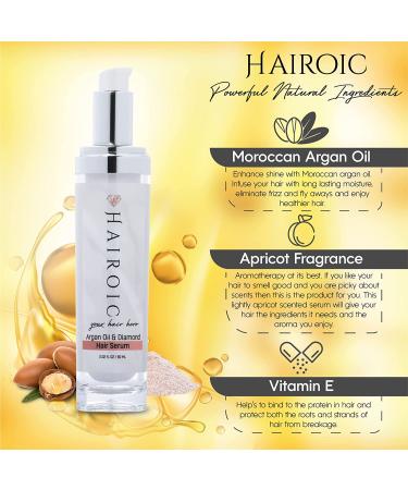 HAIROIC Hair Serum with Vitamin E, Moroccan Argan Oil - Heat Protector, Strengthen, Repair, Control Frizz, Shine - Anti Frizz Serum (2.02 fl oz) - Buy Online on GoSupps.com