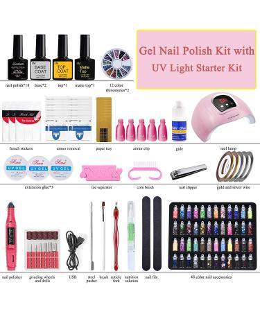 Ziomizi Gel Nail Polish Kit with 54w UV Light Lamp, 18 Color Polish Set and Nail Drill - At Home Gel Nail Kit with Nail Art Accessories - Buy Online on GoSupps.com