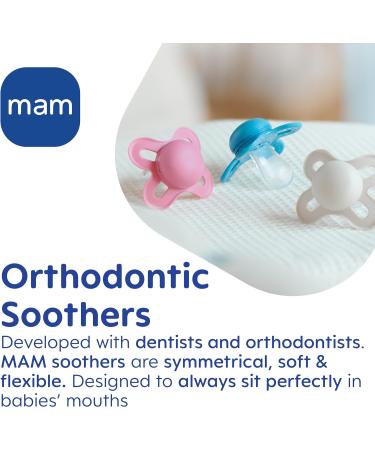 MAM Start Cute 0-2M Soother 2PK - Pink Baby Soothers with Self Sterilising Travel Case Newborn Essentials (Designs May Vary) - Buy Online on GoSupps.com