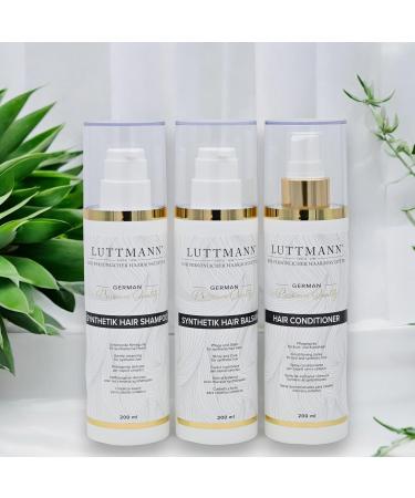 LUTTMANN Synthetik Hair Care Set for Wigs Shampoo Conditioner and Conditioner for Natural and Synthetic Wigs 200 ml each Gentle cleaning and care of synthetic hair  - Buy Online on GoSupps.com