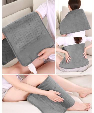 Fast-Heating Electric Heating Pad | 4 Temp Settings | Back Pain Relief | Moist Heat Therapy | Auto Shut-Off | Machine Washable | 12x24 Grey - Buy Online on GoSupps.com