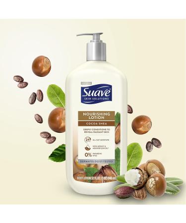 Suave Skin Solutions Cocoa Butter & Shea Body Lotion 32 oz - Hydrating Moisturizer for Soft Skin | International Shipping Available - Buy Online on GoSupps.com