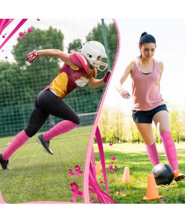 Breast Cancer Awareness Leg Sleeves - 4 Pairs Compression Sports Sleeves for Men Women & Boys (Pink) - International Shipping Available - Buy Online on GoSupps.com