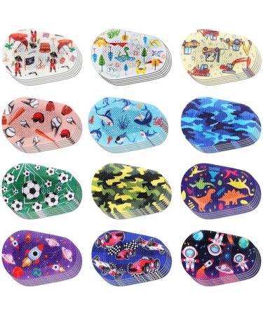 Panitay 60 Pcs Adhesive Eye Patches for Kids Boys 12 Styles Eye Patches Cute Boys Toddler Eye Patch Bandages