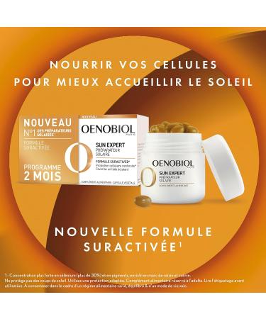 OENOBIOL Sun Expert Sun Preparer - Reinforced Cell Protection* - Promotes intense and radiant tan - Food supplement 2 x 30 capsules - 2 months program - Buy Online on GoSupps.com