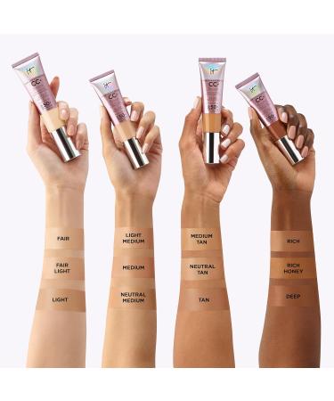 IT Cosmetics CC+ Cream Illumination with SPF 50+ Radiant Full Coverage Foundation (Fair - 1.08 fl oz) & Bye Bye Undereye Concealer Anti-Aging Makeup (11.0 Light Nude - 0.4 fl oz) - Buy Online on GoSupps.com