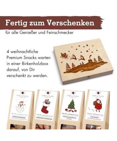 Wellnut Limited Christmas Edition - Gourmet Snack Mixtures in Birch Wood Box | 4 Unique Snacks for Adults | Perfect Holiday Gift - Buy Online on GoSupps.com