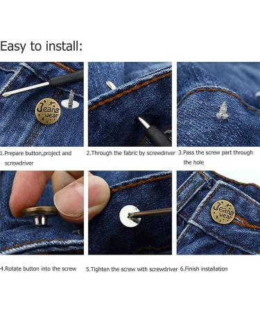 Instant Jeans Buttons Replacement Set | No Sew | 17MM Metallic | With Tool - Buy Online on GoSupps.com