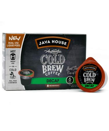 JAVA HOUSE Lot de 6 dosettes d'infusion froid torr faction moyenne d caf in - D caf in - Concentr de caf instantan chaud ou glac d caf in 1 unit (Lot de 6)