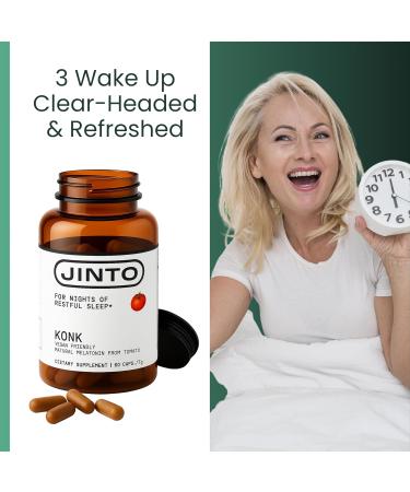 JINTO Melatonin Sleep Capsules - Natural Sleep Aids for Adults with Melatonin 60mg and Magnesium Glycinate 58mg Sleep Aid with Passion Flower L Theanine Valerian Root 60 Capsules - Buy Online on GoSupps.com