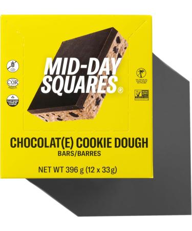Mid-Day Squares High Protein Chocolate Bars 33g each 2 Pack 24 Squares Cookie Dough Flavour 20 Day Supply | Made with Real Chocolate 6g Plant Protein 4g Fiber Certified Vegan Gluten Free Cookie Dough 12 count (Pack of 2) - Buy Online on GoSupps.com