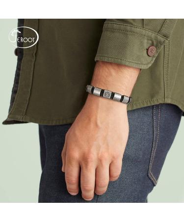 Jeroot Titanium Steel Magnet Armband for Men - Healing Bracelet with 3500 Gauss Strength Tree of Life Jewelry (23-30cm) Silver - Buy Online on GoSupps.com