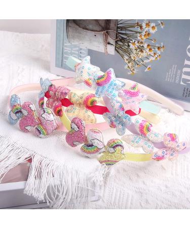Fishdown Girls Glitter Headbands - 6Pcs Toddler Sequin Non-slip Hair Bands for Kids, Multicolor - Buy Online on GoSupps.com