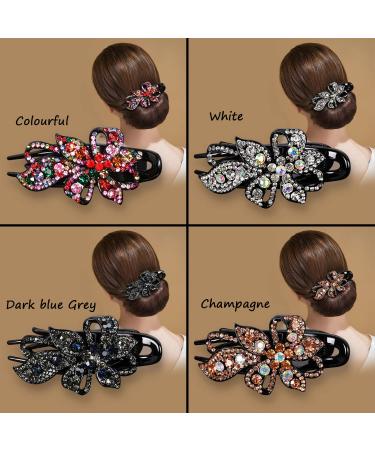 Yusier 4PCS Duckbill Clip Rhinestone Hair Accessory - Floral Diamond Hair Clips for Prom - Buy Online on GoSupps.com